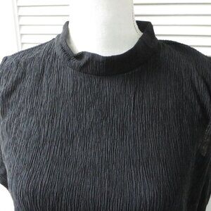 Eileen Fisher Women's Gray Crinkled Sleeveless Mock-Neck Dress Size Large